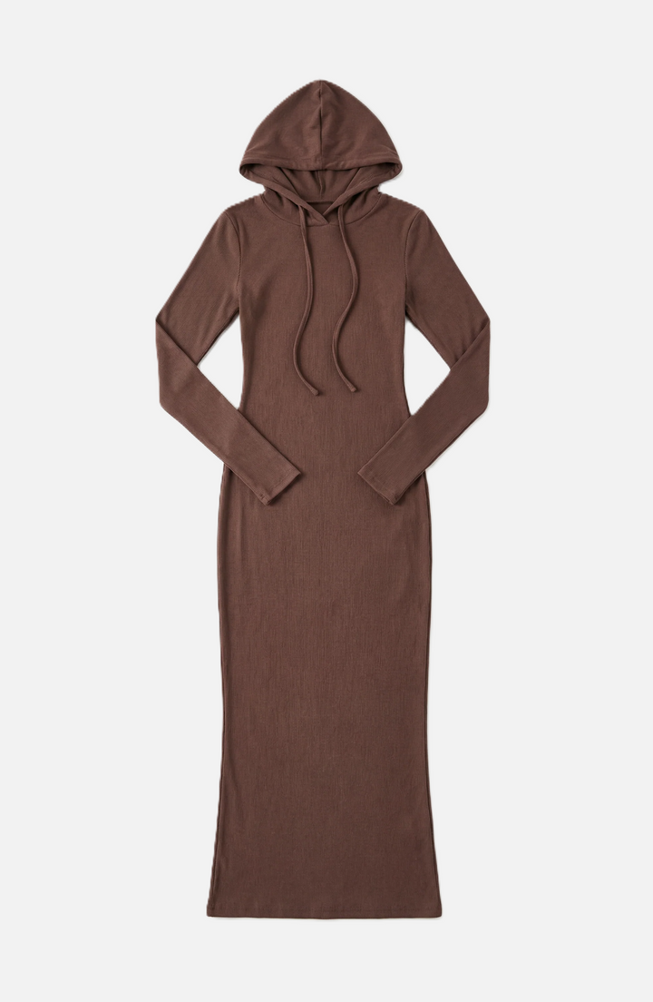 Hooded Bodycon Maxi Dress Long Sleeve Casual Streetwear