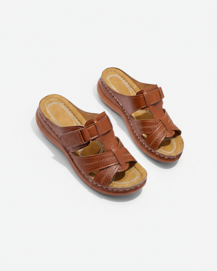 Slide Sandals Cutout Upper Buckle Strap Open Toe