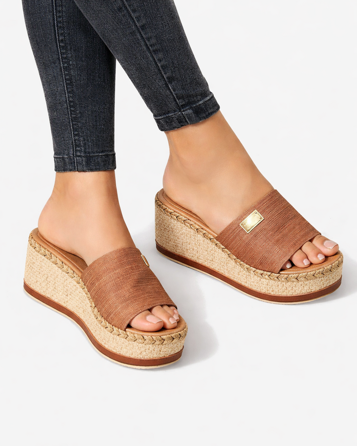 Wedge Slide Sandals Espadrille Platform Open Toe Slip On