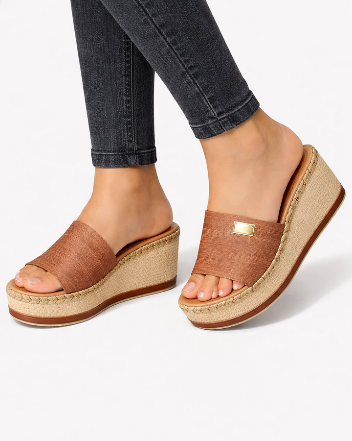 Wedge Slide Sandals Espadrille Platform Open Toe Slip On