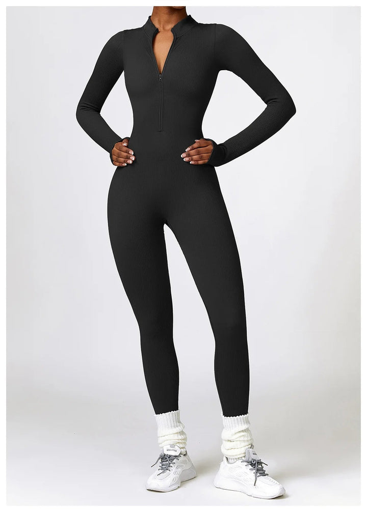 Zip Up Jumpsuit Long Sleeve - Siopie
