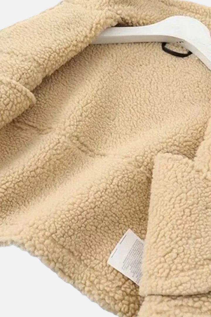 Cropped Faux Leather Aviator Jacket Shearling Lined Buckle Strap Zip Front