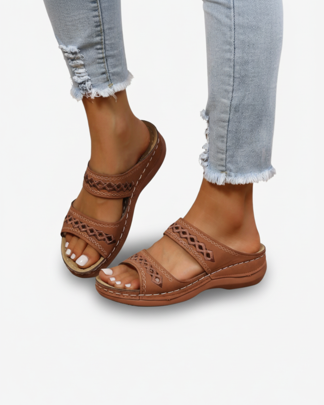 Slide Sandals Double Strap Cutout Upper Open Toe
