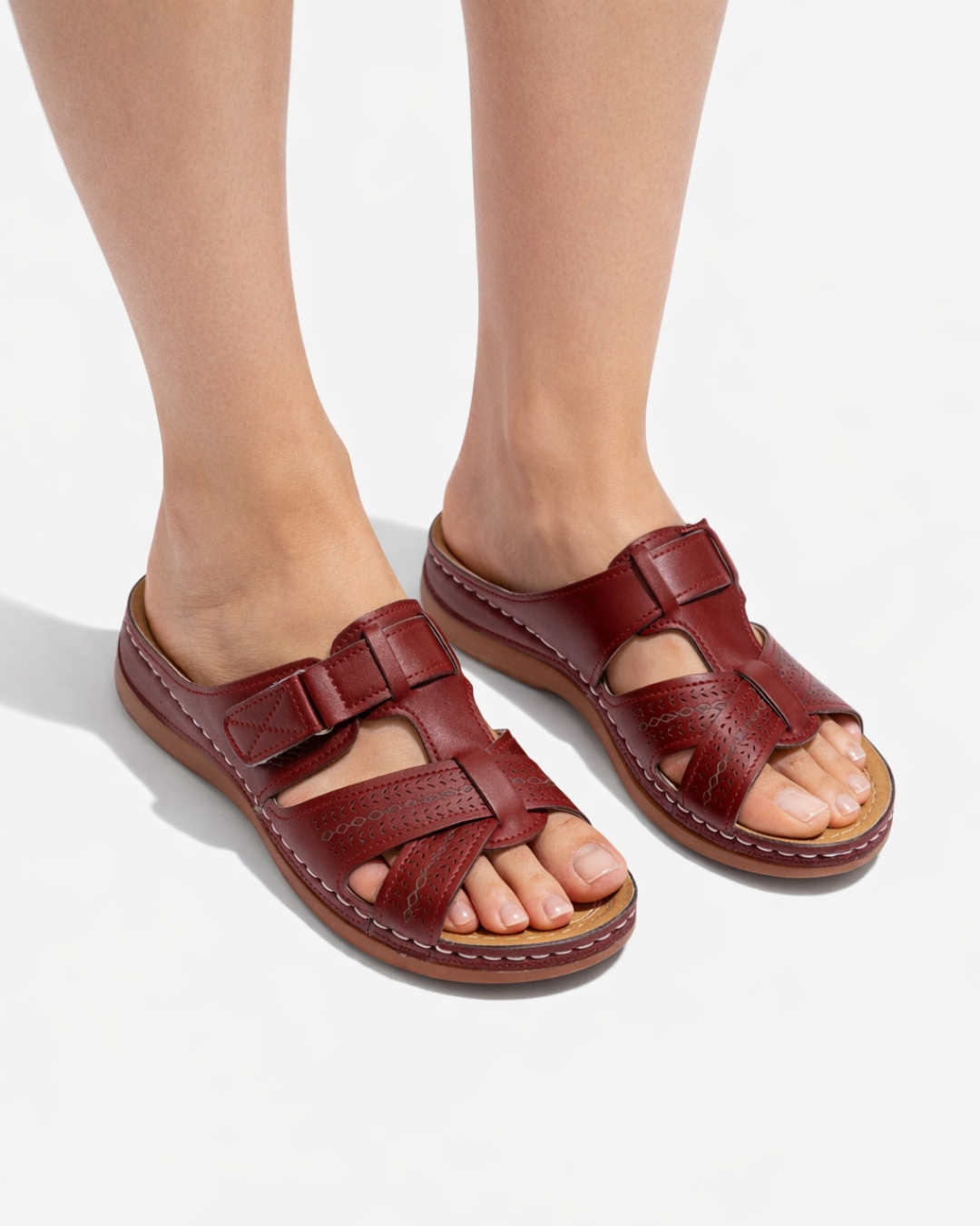 Slide Sandals Cutout Upper Buckle Strap Open Toe
