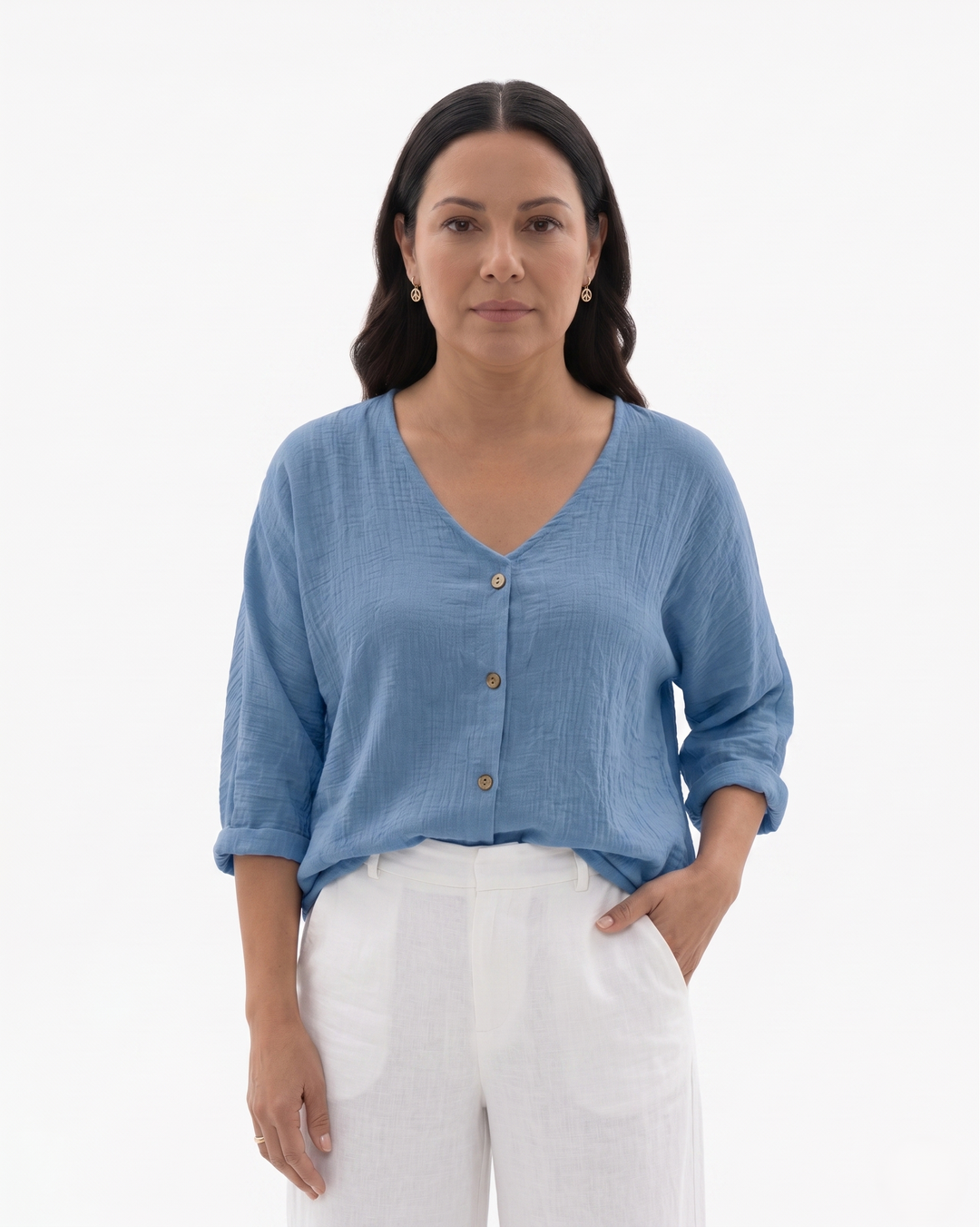 Siopie | Women’s Relaxed Fit V-Neck Blouse