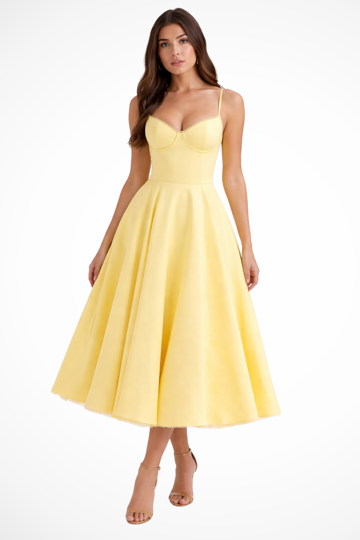 Corset Midi Dress Yellow – Siopie