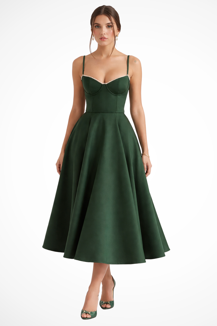 Corset Midi Dress Forest Green – Siopie