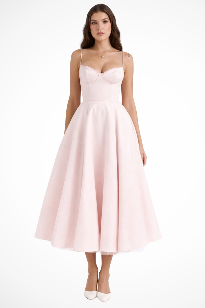 Corset Midi Dress Pink – Siopie