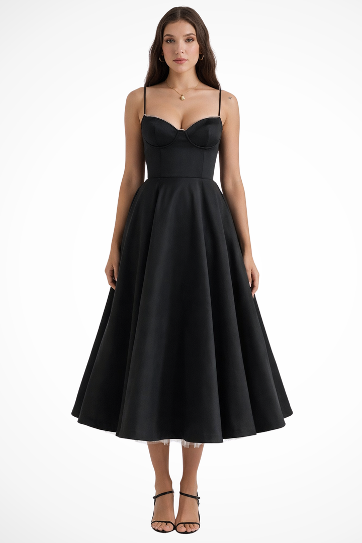Corset Midi Dress Black – Siopie