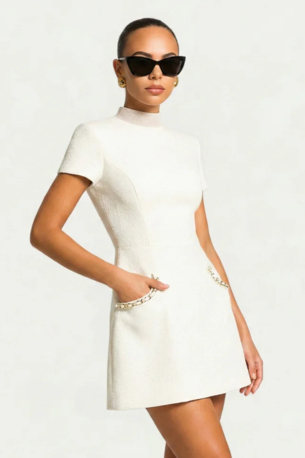 Siopie Women's Pearl Trim Mini Dress
