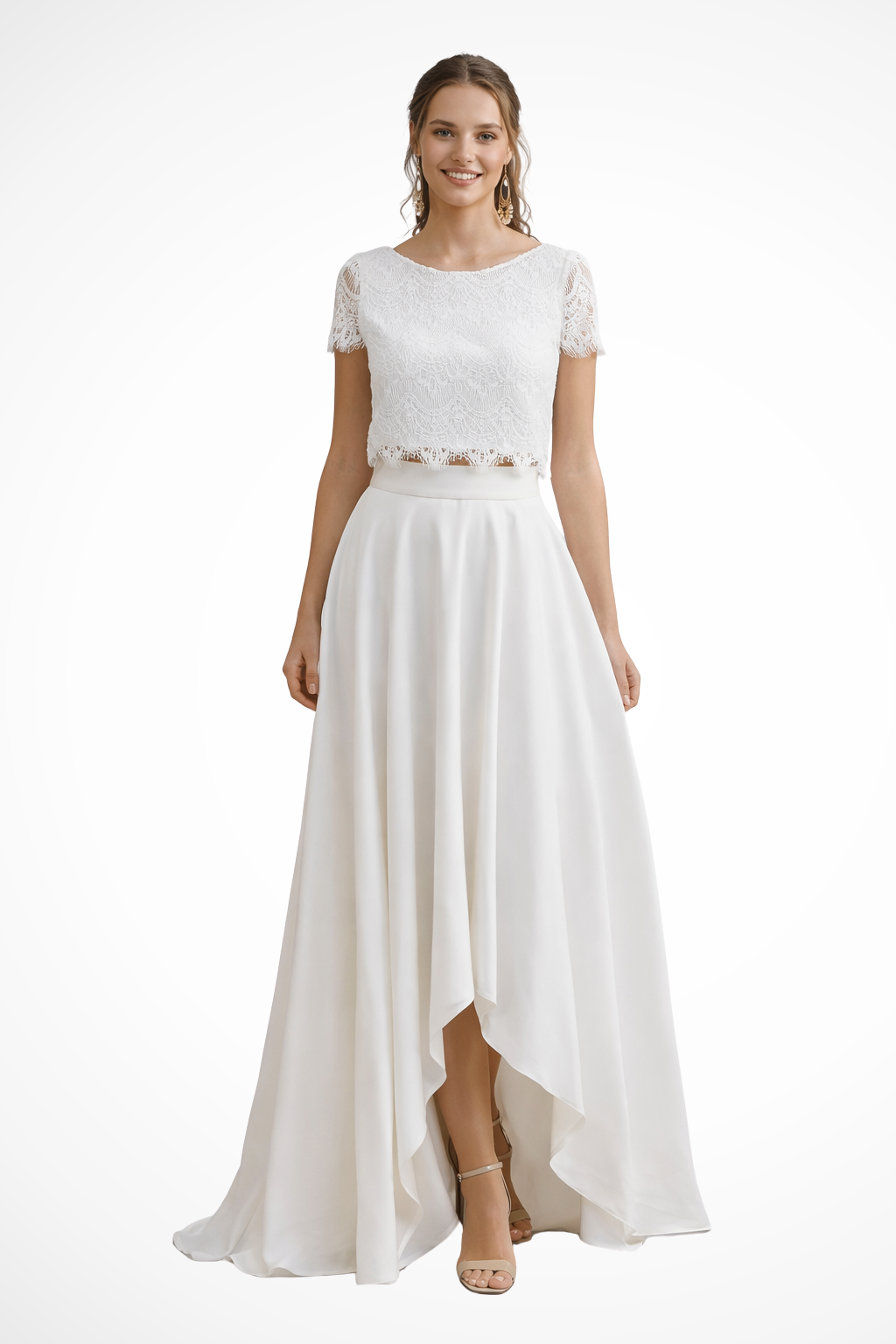 Siopie Women's Lace Top Maxi Skirt Bridal Set