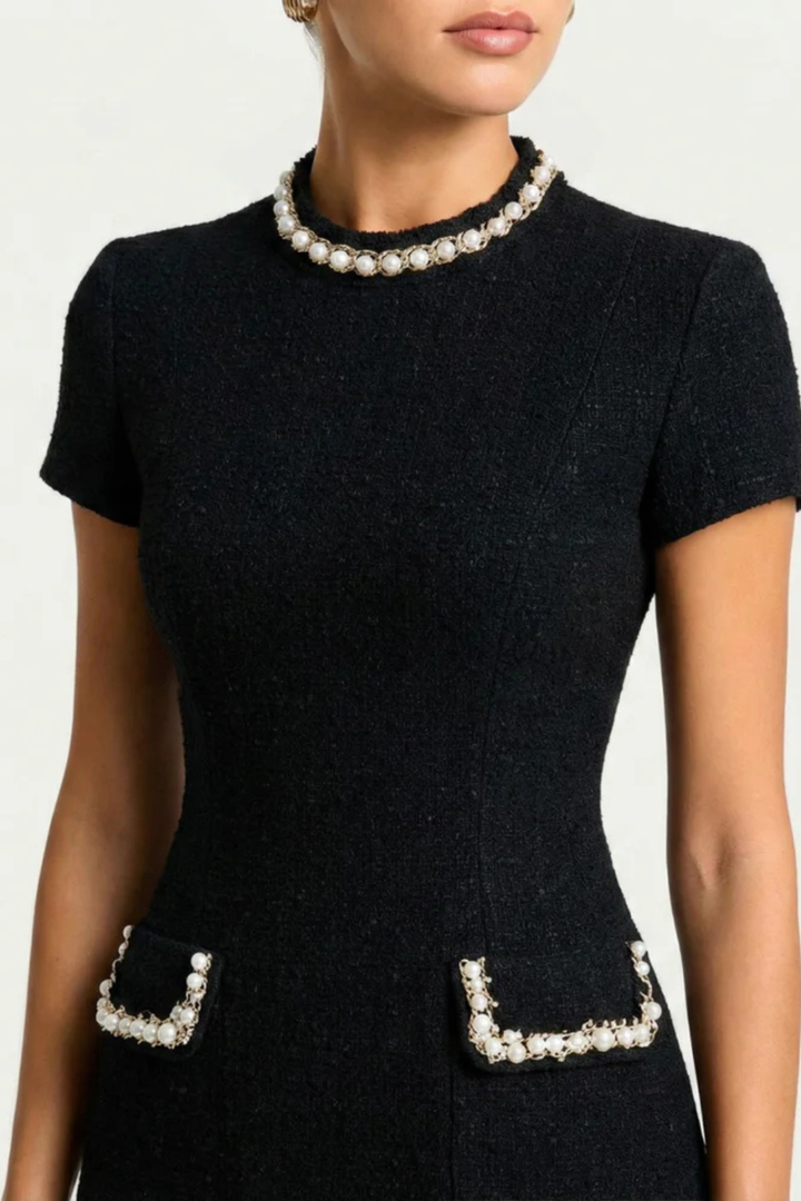 Siopie Women's Pearl Trim Mini Dress