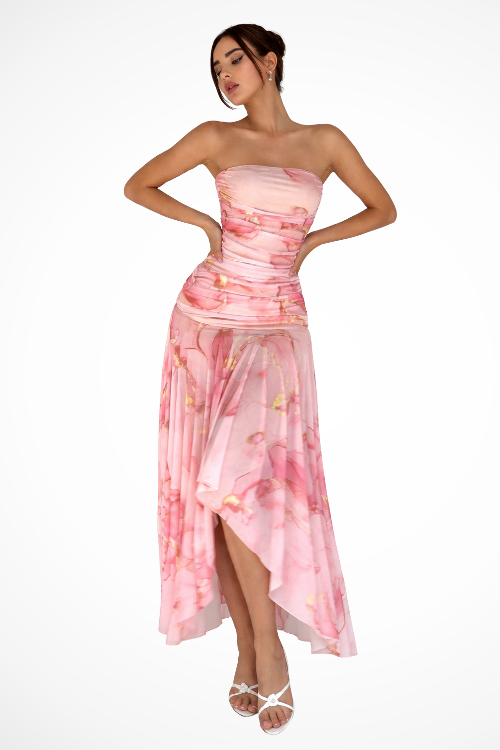 Siopie Women's Strapless Floral Maxi Dress