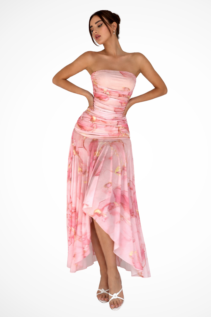 Siopie Women's Strapless Floral Maxi Dress