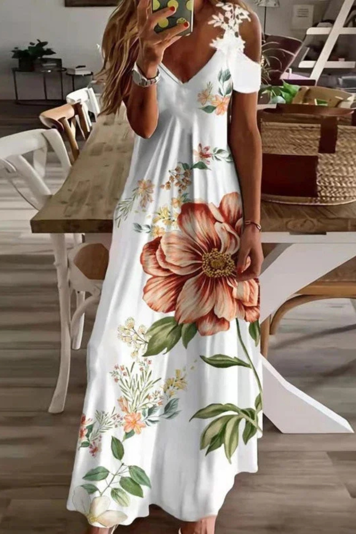 Siopie | Women’s Flowing Floral Sleeveless Maxi Dress