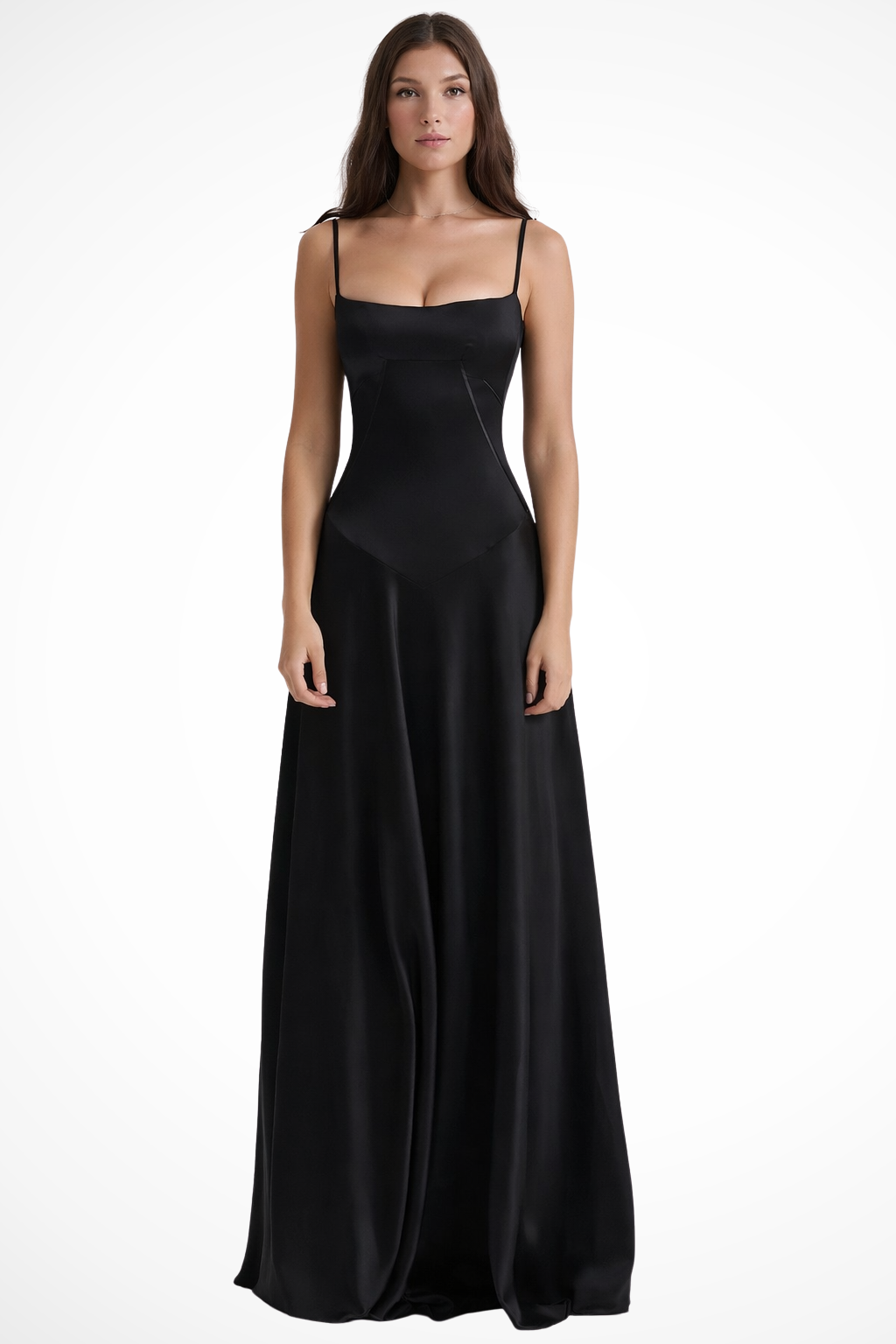Siopie Women's Satin Corset Maxi Dress in Black
