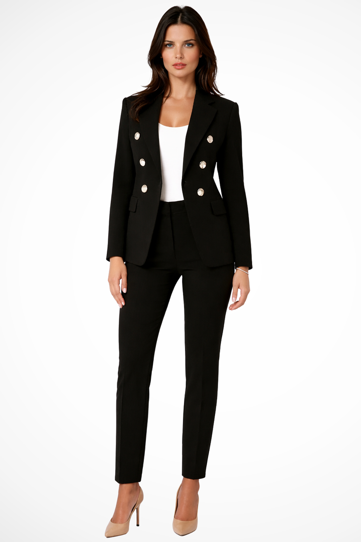 Siopie Women's Tailored Blazer Trouser Suit Set in Black