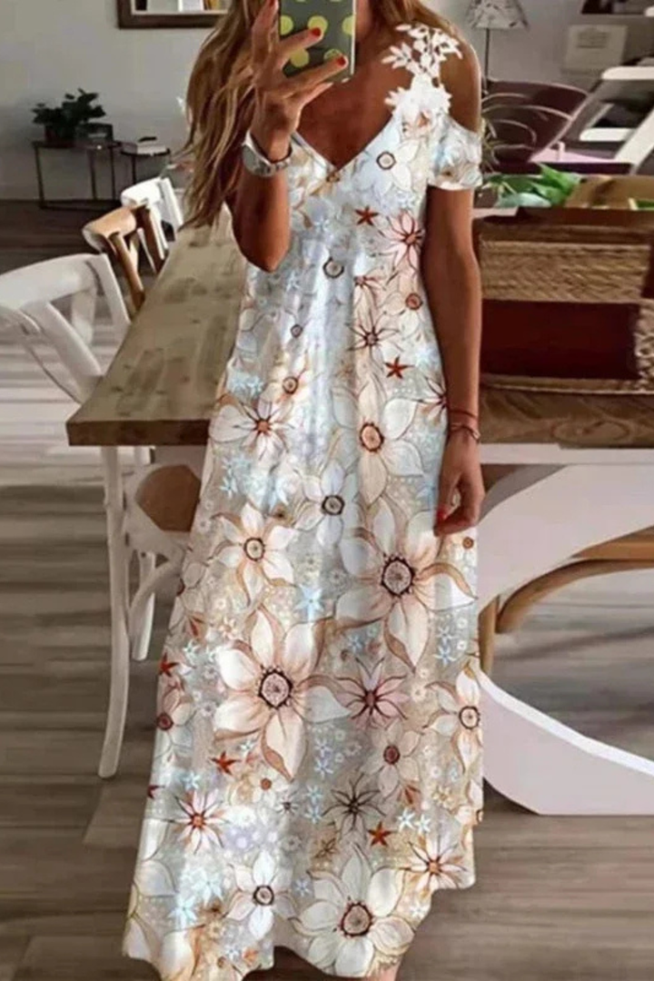 Siopie | Women’s Flowing Floral Sleeveless Maxi Dress