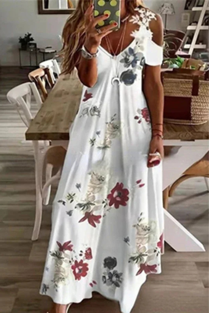 Siopie | Women’s Flowing Floral Sleeveless Maxi Dress