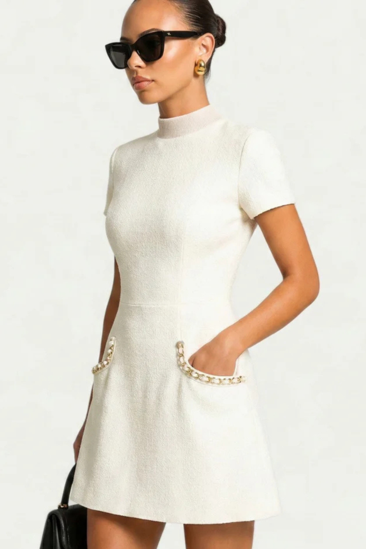 Siopie Women's Pearl Trim Mini Dress