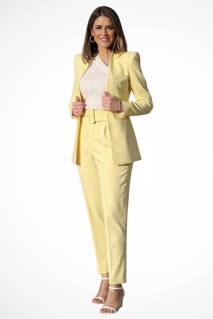 Tailored Blazer Wide Leg Trouser Suit Yellow – Siopie