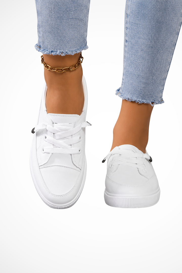 Siopie Lace Up Canvas Orthopaedic Trainers in White