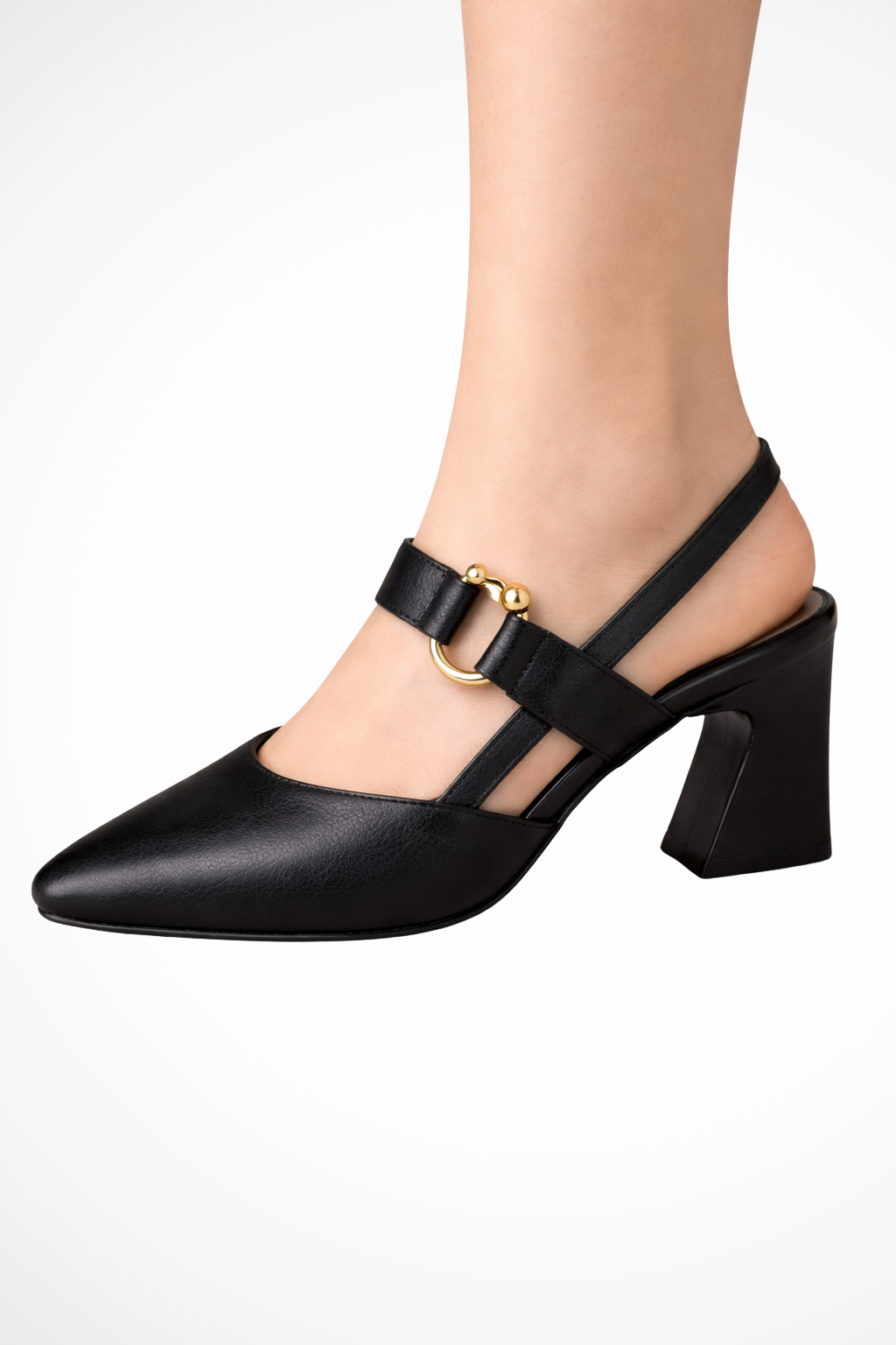 Siopie Women's Slingback Block Heel Mary Janes in Black