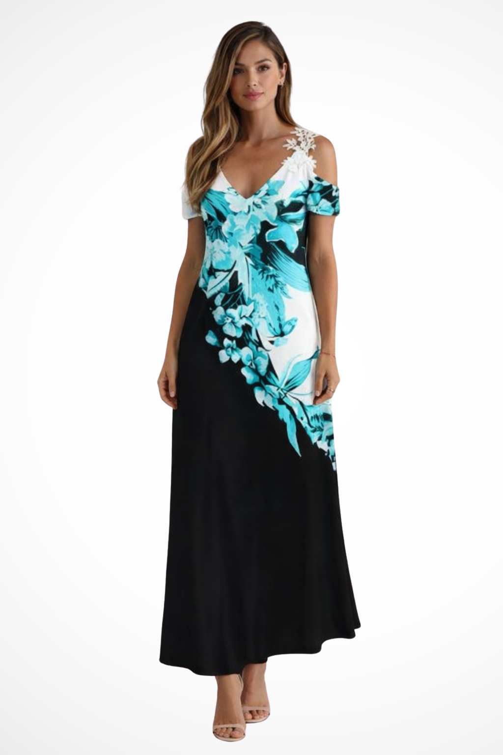 Siopie | Women’s Flowing Floral Sleeveless Maxi Dress