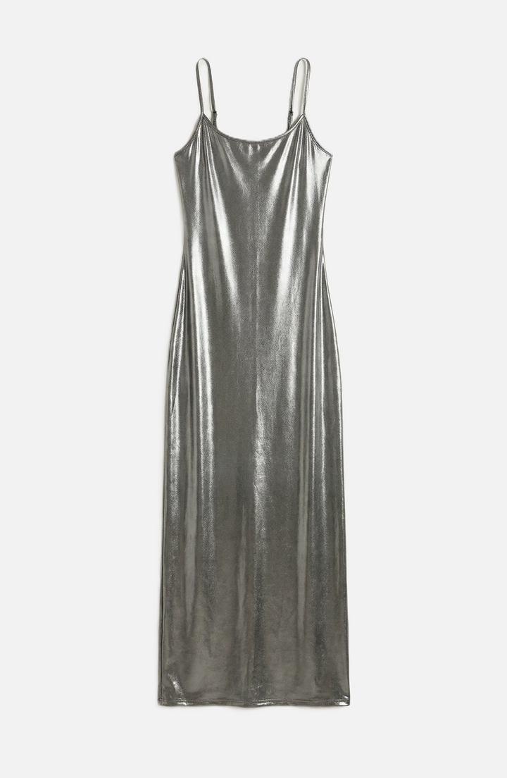 Party Dress Metallic Bodycon with Spaghetti Strap Maxi