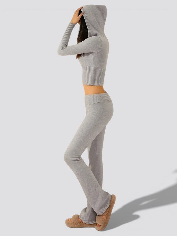 Women’s Ribbed Knit Two Piece Set – Matching Top and Bottom Lounge Outfit