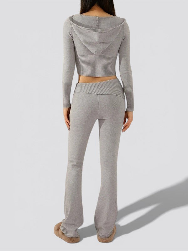 Women’s Ribbed Knit Two Piece Set – Matching Top and Bottom Lounge Outfit