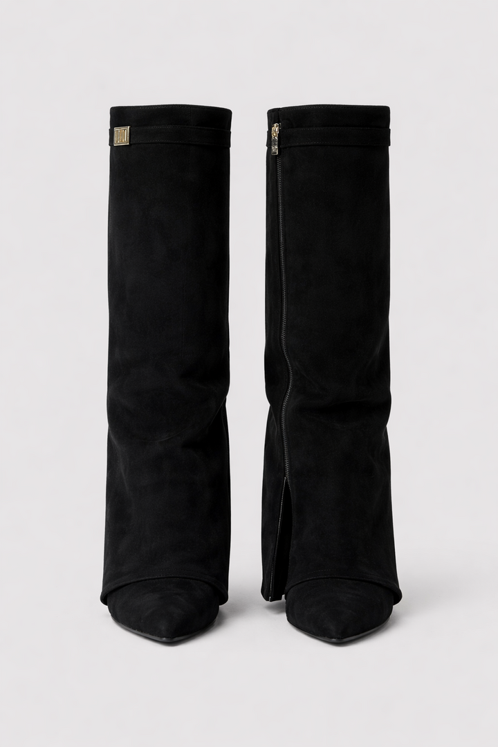 Women’s Knee High Block Heel Boots – Premium Leather or Suede Zip Up Winter Boots