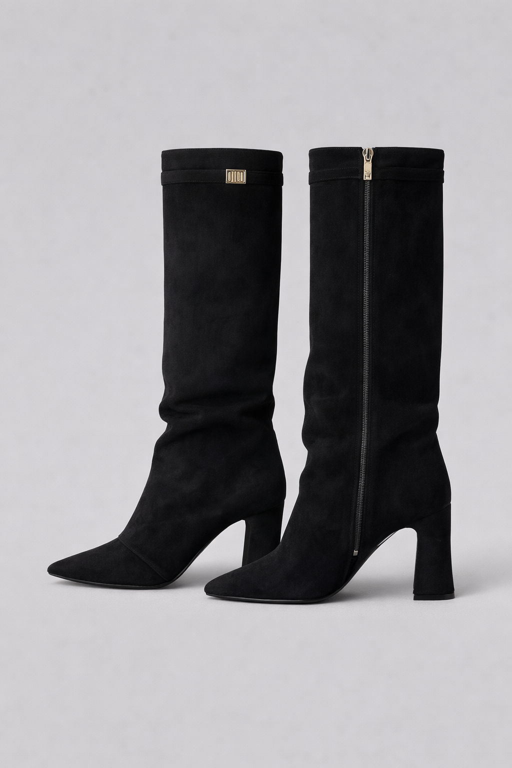 Women’s Knee High Block Heel Boots – Premium Leather or Suede Zip Up Winter Boots