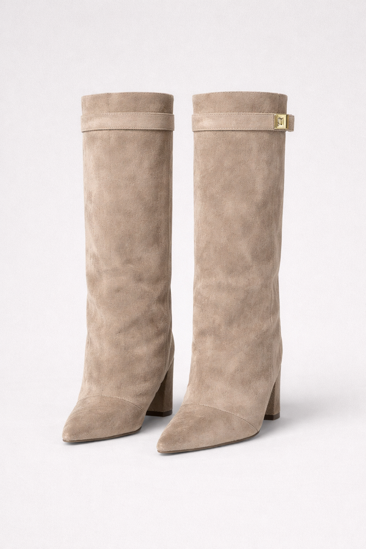 Women’s Knee High Block Heel Boots – Premium Leather or Suede Zip Up Winter Boots