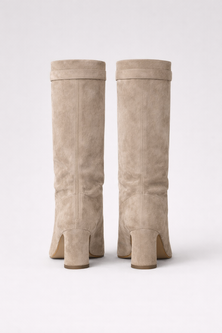 Women’s Knee High Block Heel Boots – Premium Leather or Suede Zip Up Winter Boots