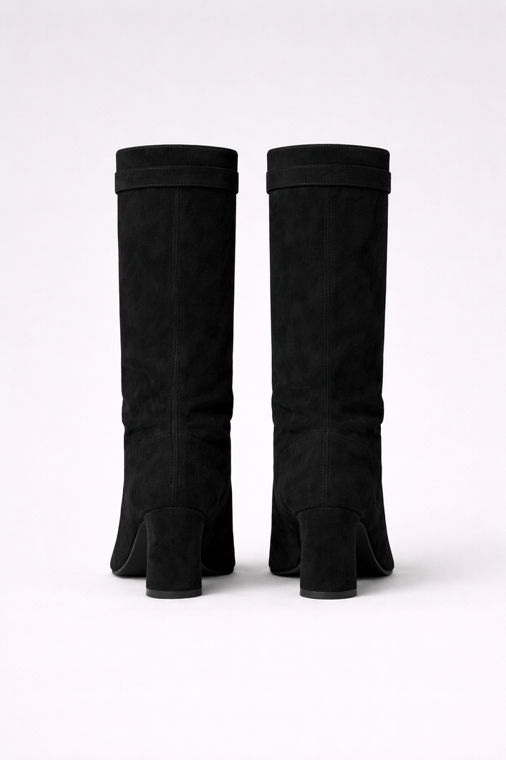 Women’s Knee High Block Heel Boots – Premium Leather or Suede Zip Up Winter Boots