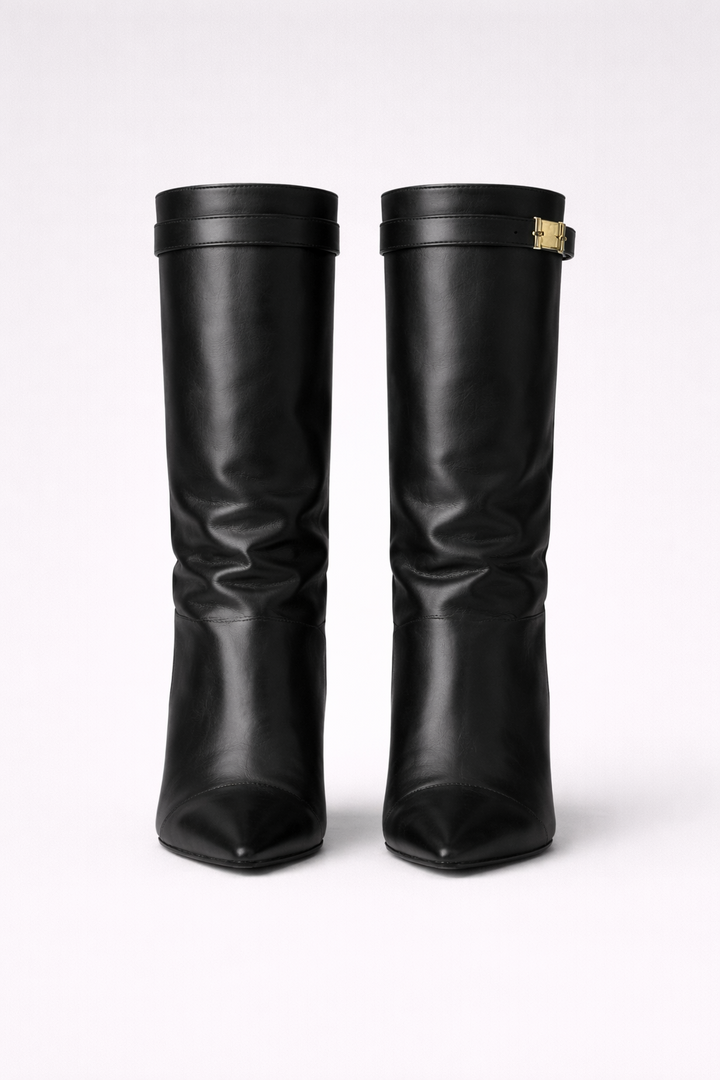 Women’s Knee High Block Heel Boots – Premium Leather or Suede Zip Up Winter Boots