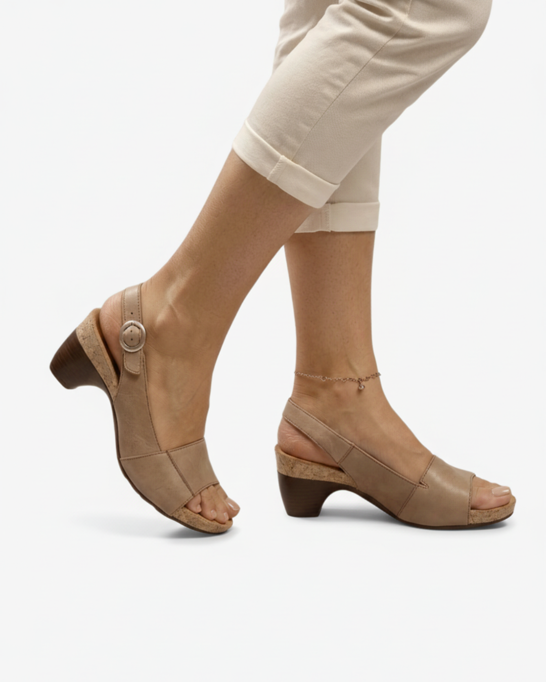 Kitten Heel Sandals Women Casual Slingback Open Toe