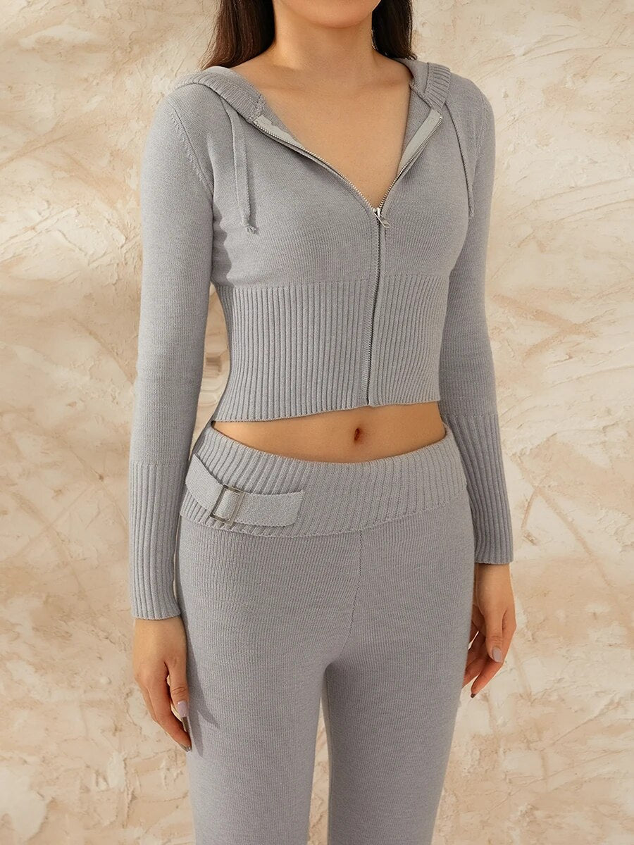 Ribbed Knit Lounge Set - Siopie