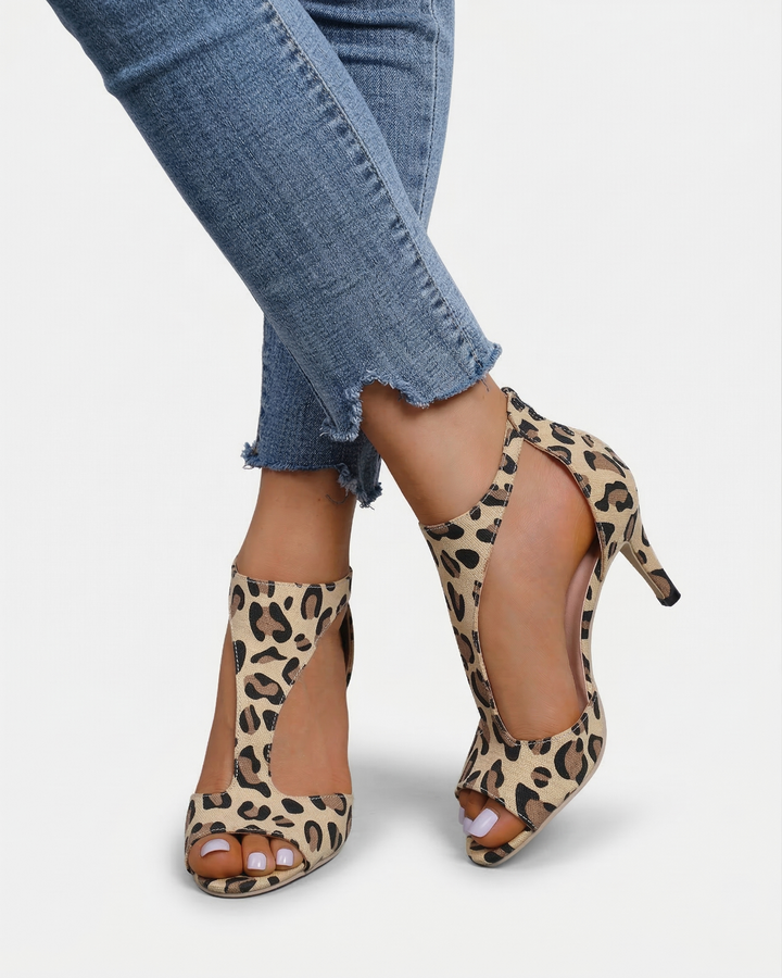 Peep Toe Heel Sandals Women Cutout Design