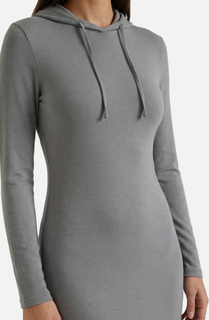 Hooded Bodycon Maxi Dress Long Sleeve Casual Streetwear