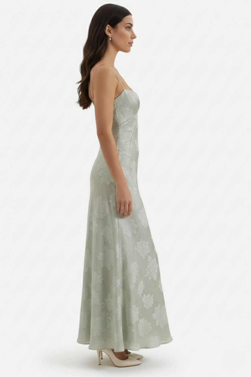 Floral Slip Maxi Dress with Lace-Up Back