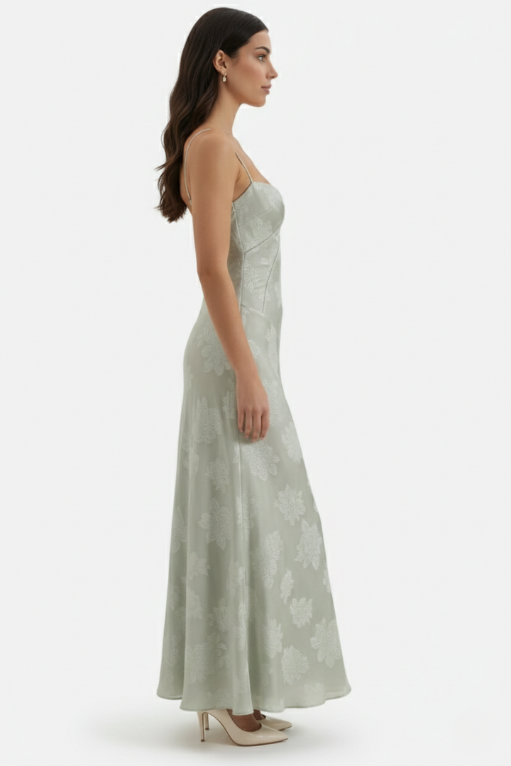 Floral Slip Maxi Dress with Lace-Up Back