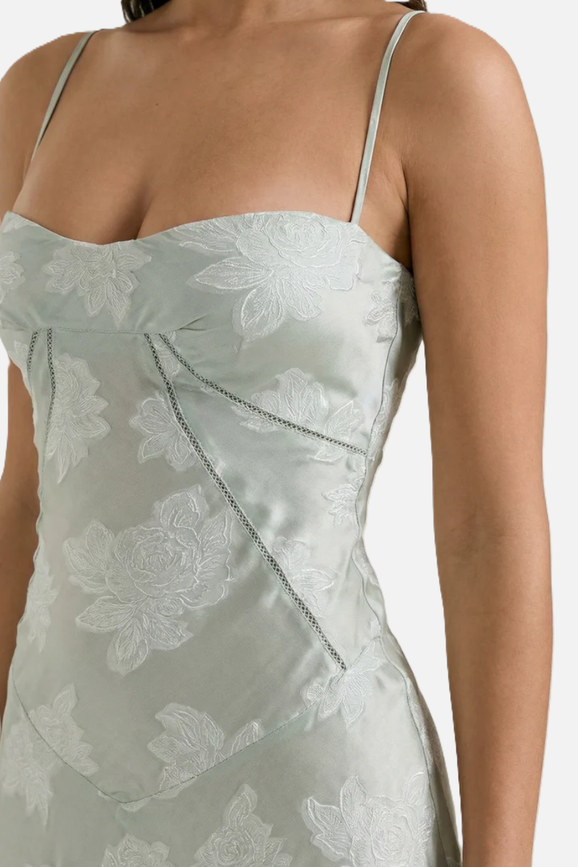 Floral Slip Maxi Dress with Lace-Up Back