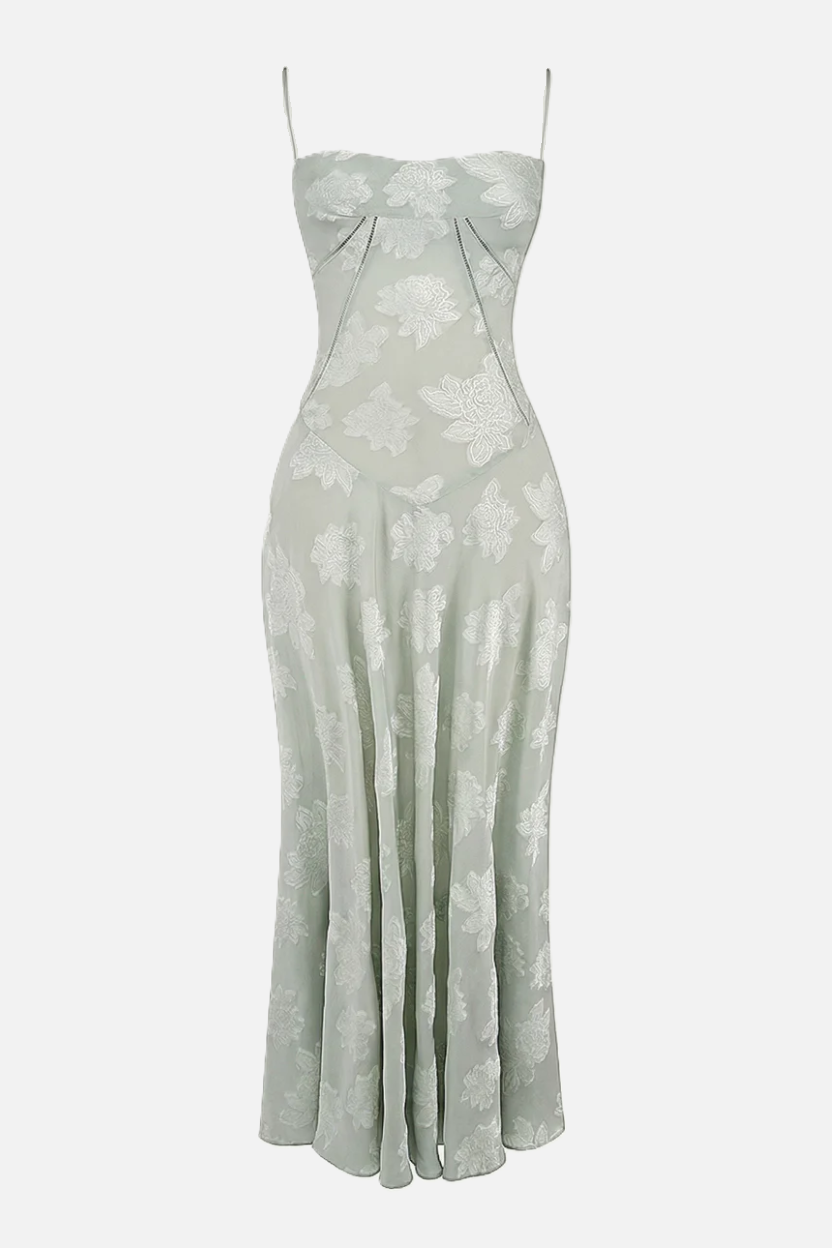 Floral Slip Maxi Dress with Lace-Up Back