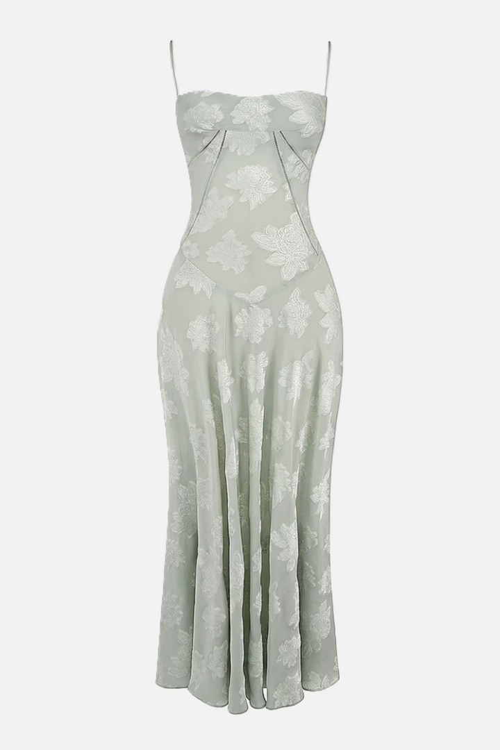 Floral Slip Maxi Dress with Lace-Up Back
