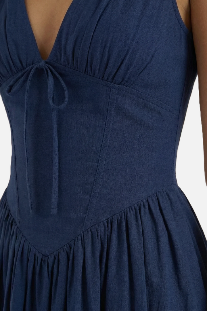 Summer Dress V Neck Fit and Flare Corset Waist