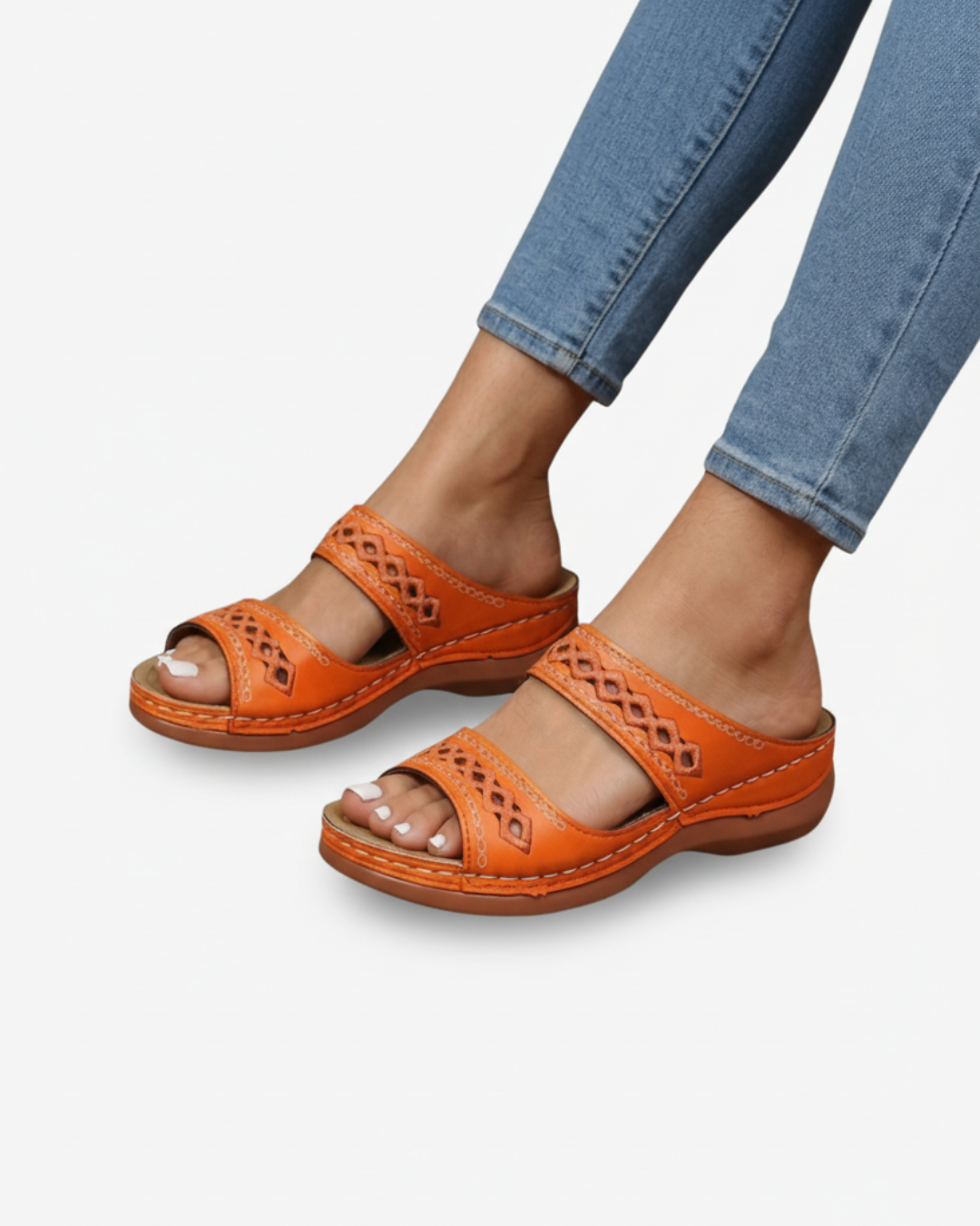 Slide Sandals Double Strap Cutout Upper Open Toe