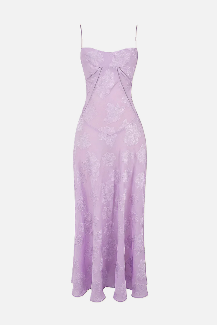 Floral Slip Maxi Dress with Lace-Up Back