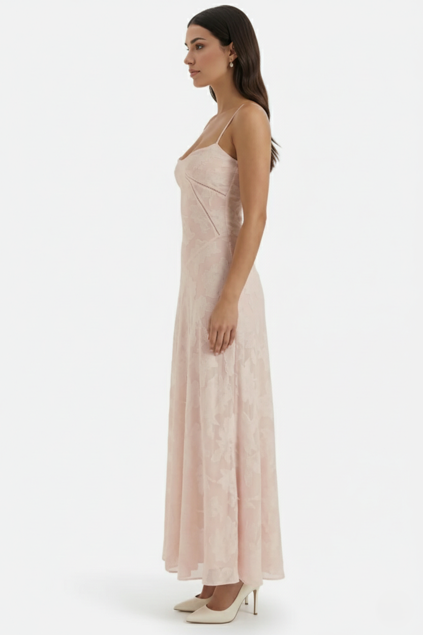 Floral Slip Maxi Dress with Lace-Up Back